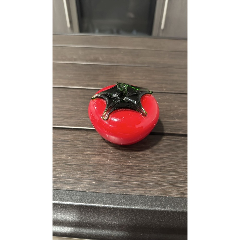 Vintage Murano Style Hand Blown Art Glass Red Tomato Fruit Vegetable